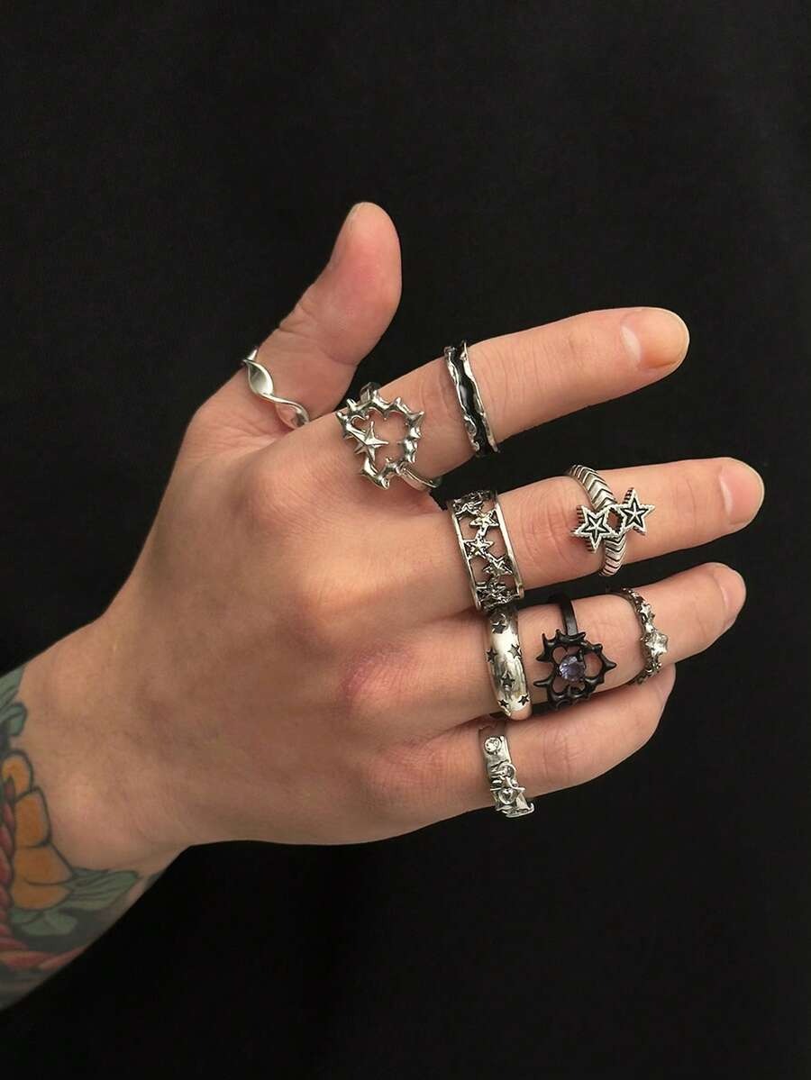 Metal Star Ring Set (9 pcs)