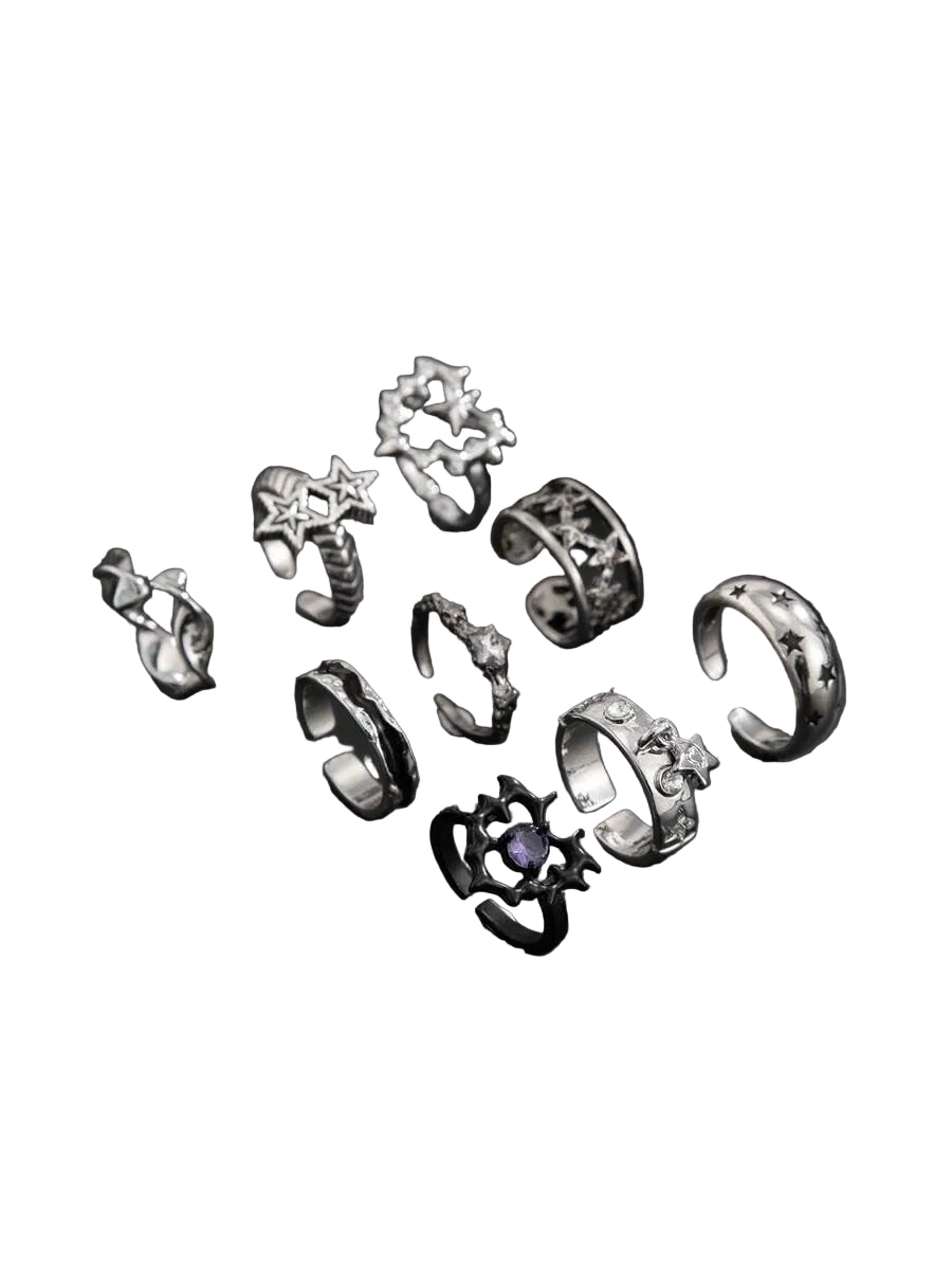 Metal Star Ring Set (9 pcs)