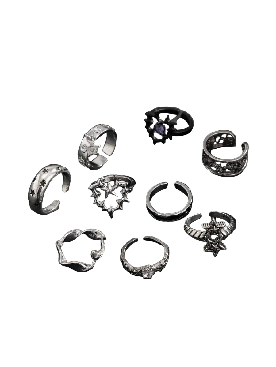 Metal Star Ring Set (9 pcs)
