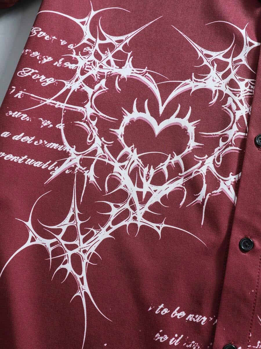 Heart &amp; Script Button Down Shirt