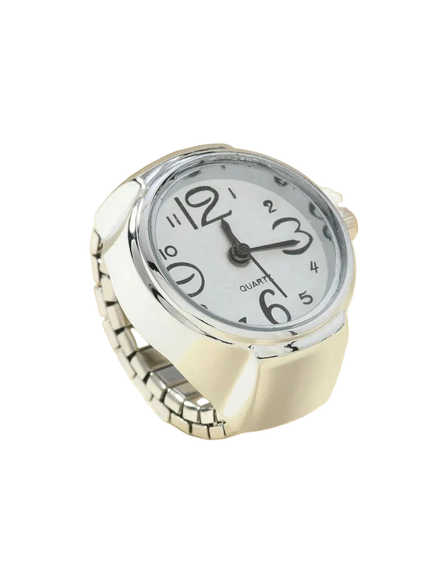 White Quartz Watch Ring